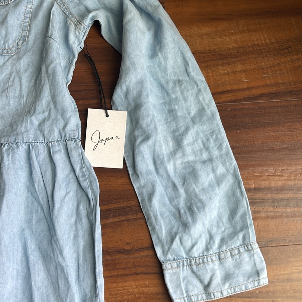 New Japna Washed Chambray Button Front Babydoll Dress - Picture 6 of 13